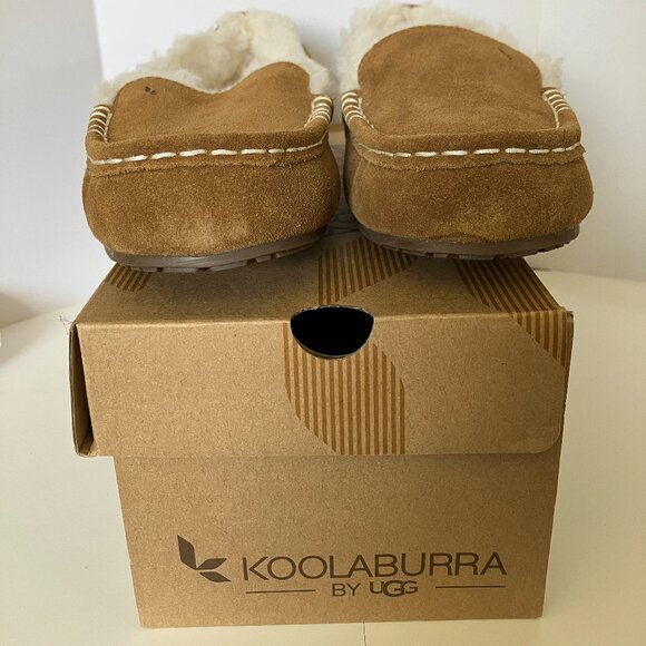 Koolaburra by UGG Chestnut Suede Womens Faux Fur Moccasin Slippers Size 9. - Picture 1 of 11